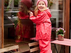 CeLaVi rainwear red with fruit print  